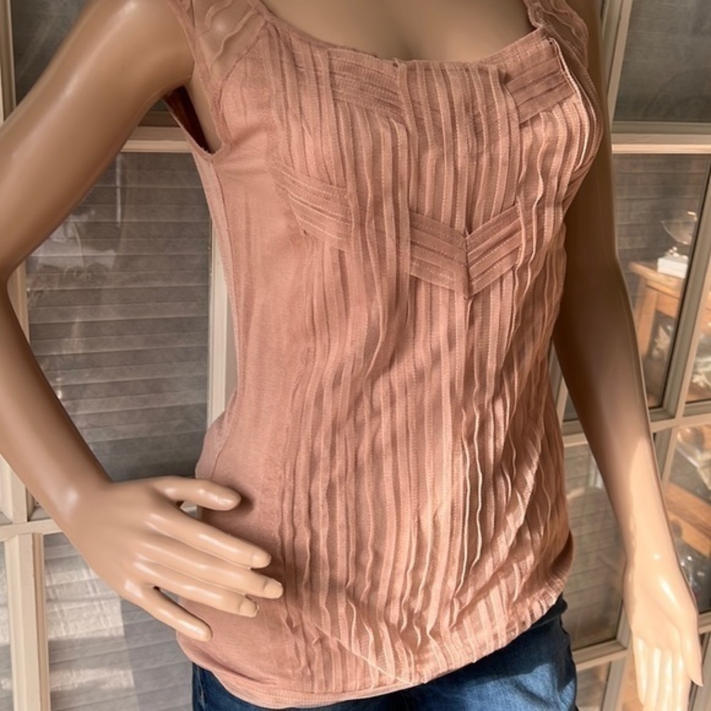 The Limited tan tulle front dress top